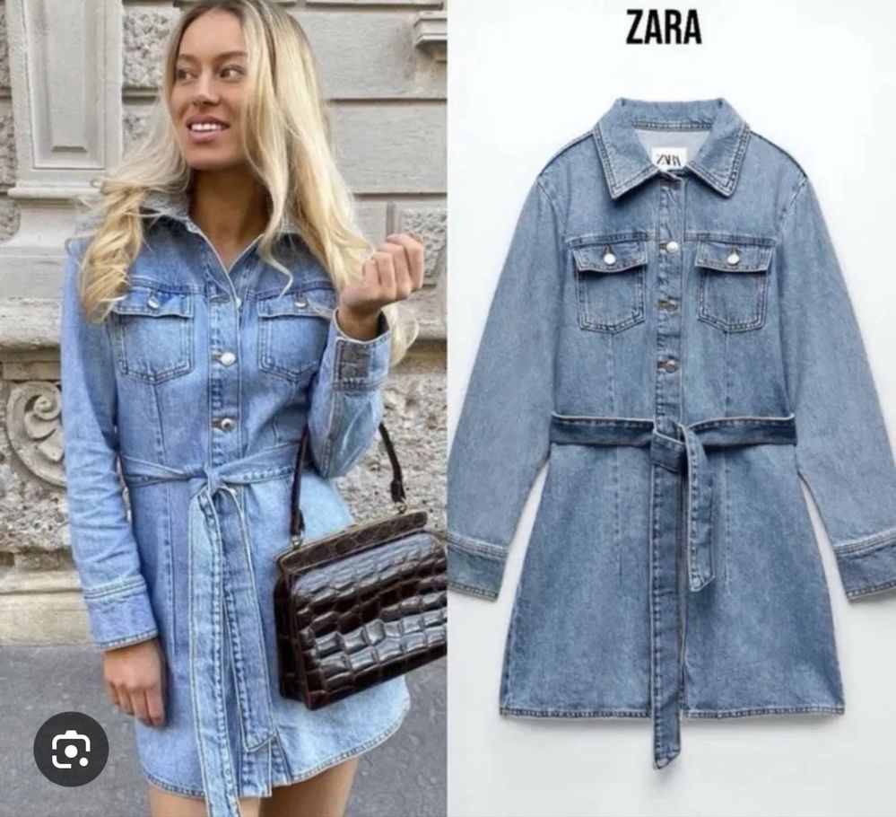 Дънкова рокля с колан Zara