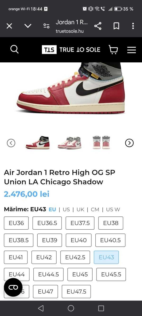 Air Jordan 1 Retro High og sp union La Chicago