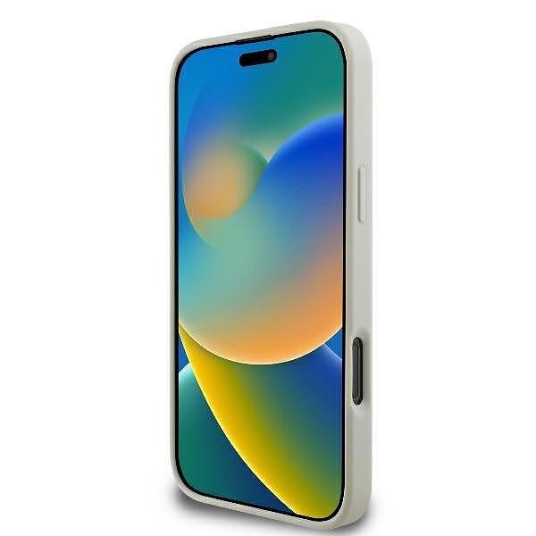 Guess peony script magsafe кейс за iphone 16 pro – бял