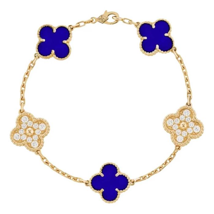 Van Cleef & Arpels VCA Blue Diamonds 5 Motifs Alhambra Дамска Гривна