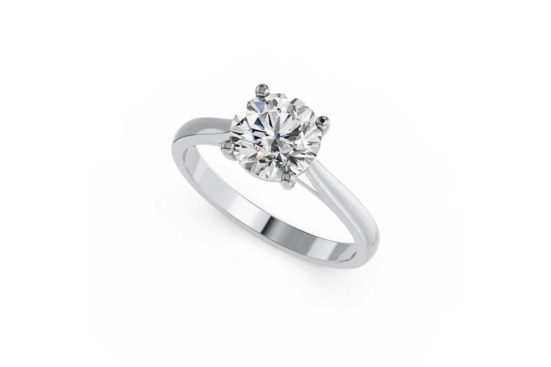 Inel logodnă 2 ct diamant aur alb 14k  – IGI certificat – nou –