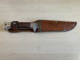 Ловджийски нож 14см с кожена кания/ калъф + подарък втори нож