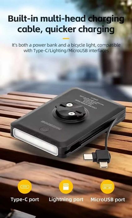 Acumulator 5000mAh lanterna bicicleta Tip-C Far gopro garmin far