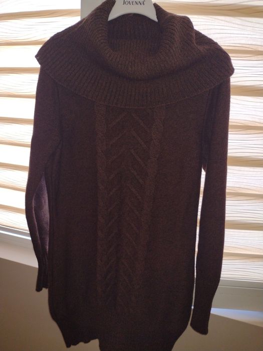 Топъл мекичък пуловер тип (рокля) +колан подарък произведен в БГ.