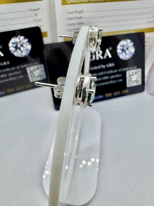 Сребърни обеци с мойсанит (Диамант) 1 карат