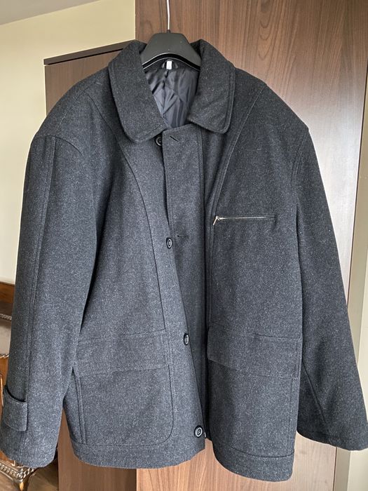 Palton barbatesc nou Moda Aliss, marime 58, negru, 80% lana