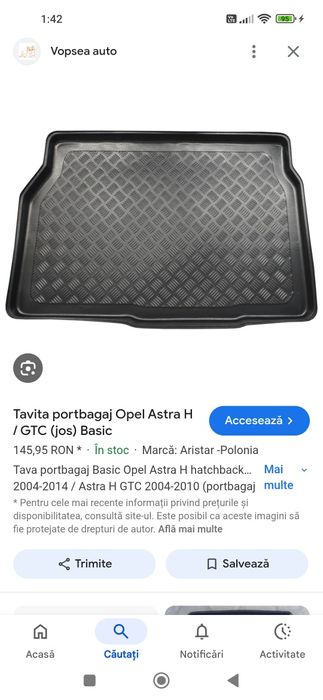 Vând tava portbagaj Opel Astra h gtc