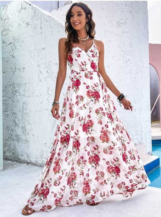 Rochie maxi inflorata ampla