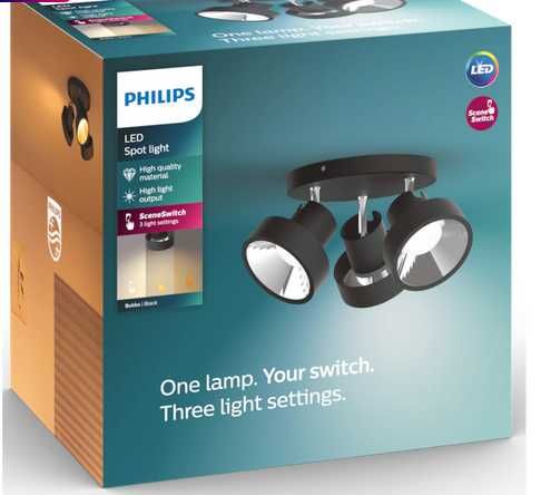 SpotLED luminos triplu PhilipsBukko,3x4.3W1200lm,intensitate variabilă