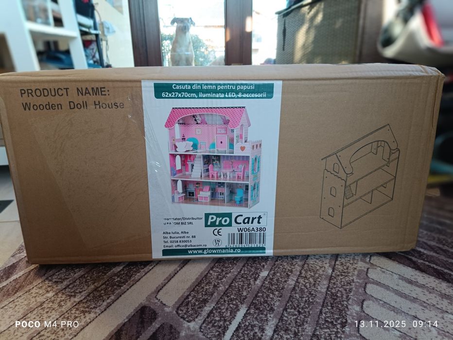 Casa de păpuși, lemn 70 cm 3 etaje cu mobilier