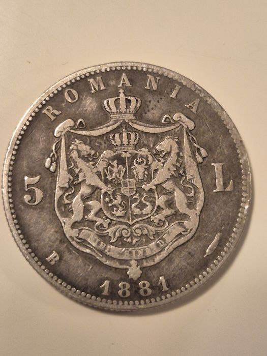 5 lei 1881 moneda argint Carol I