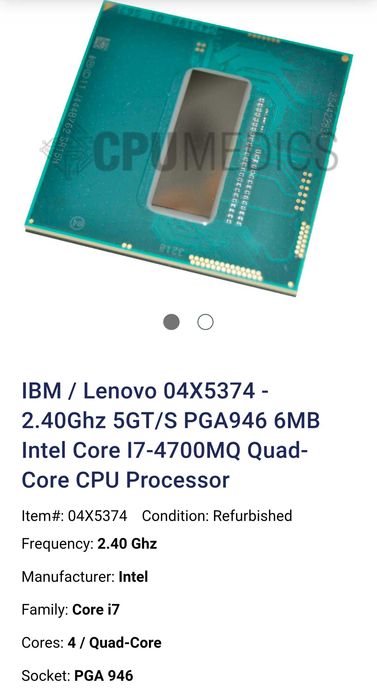 Procesor laptop intel i7-4700MQ 2.4 GHz