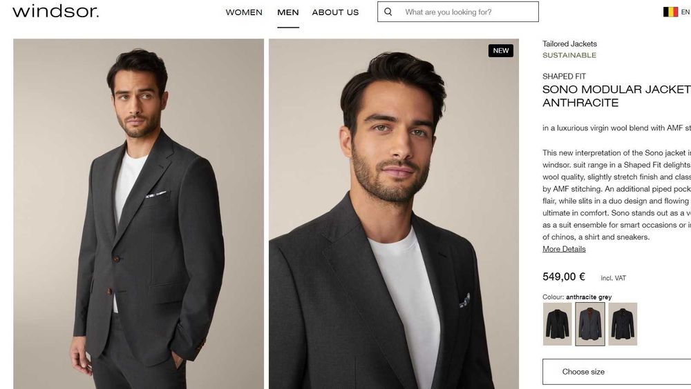 Sacou blazer slim 48 M de lux Winsor lana moale respirabila gri