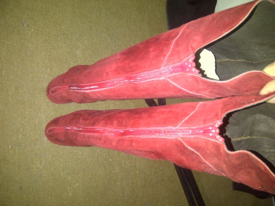 cizme dama rosii piele intoarsa inalte 36 redus