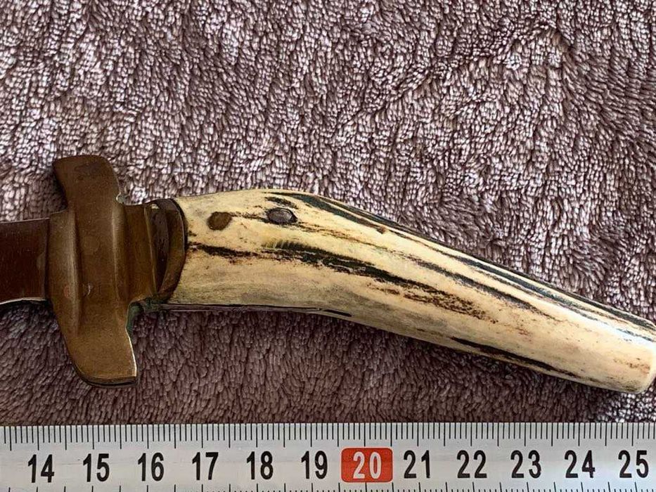 Красив кован български ловен нож с рогова дръжка-2