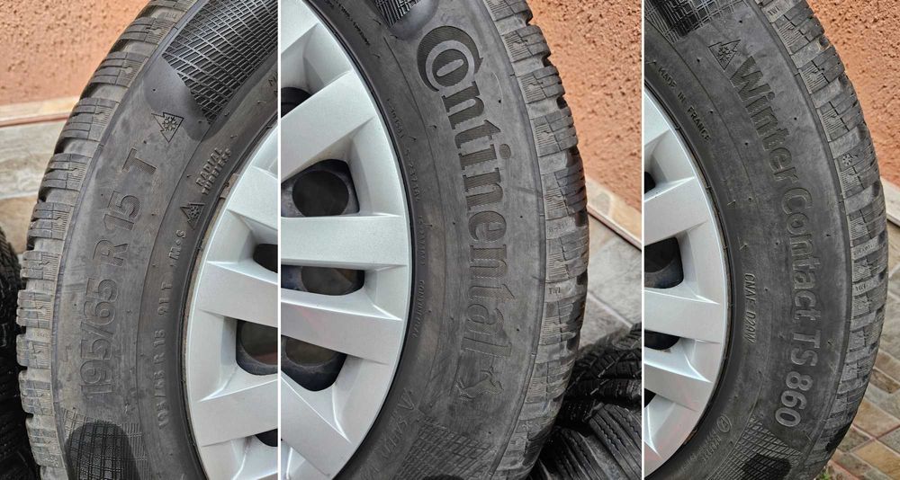 Set roti iarna Continental TS860+jante otel 15''+capace originale VW