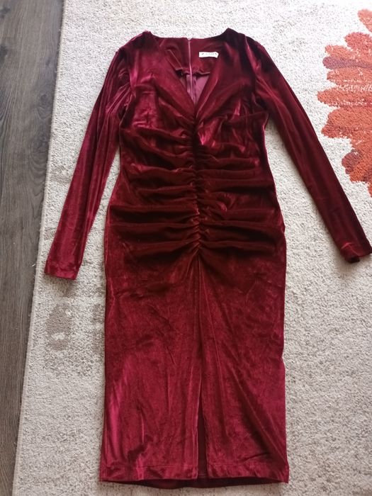 Rochie ocazii din catifea mar.L, vișinie.