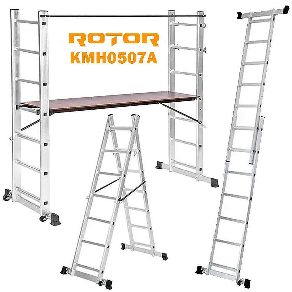 Единична телескопична стълба алуминиева ROTOR KME1038C, 3.8 m