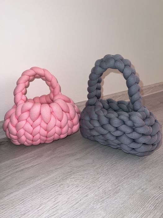 Дамски плетени чанти - розов, сив, черен