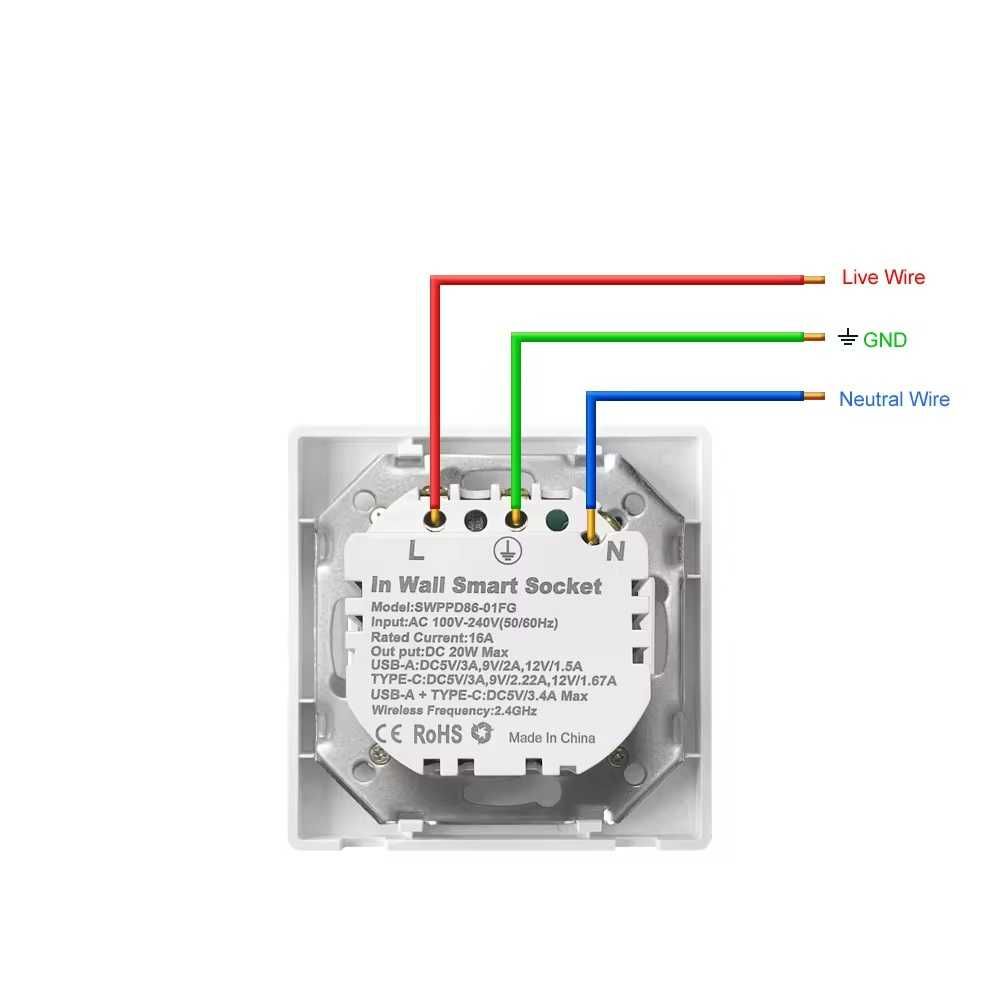 AVATTO N-WOT10-USB-B Интелигентен стенен контакт – 16A EU