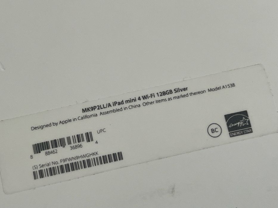  iPad mini 4 Wi-Fi | Silver | 128 GB | KATO HOB
