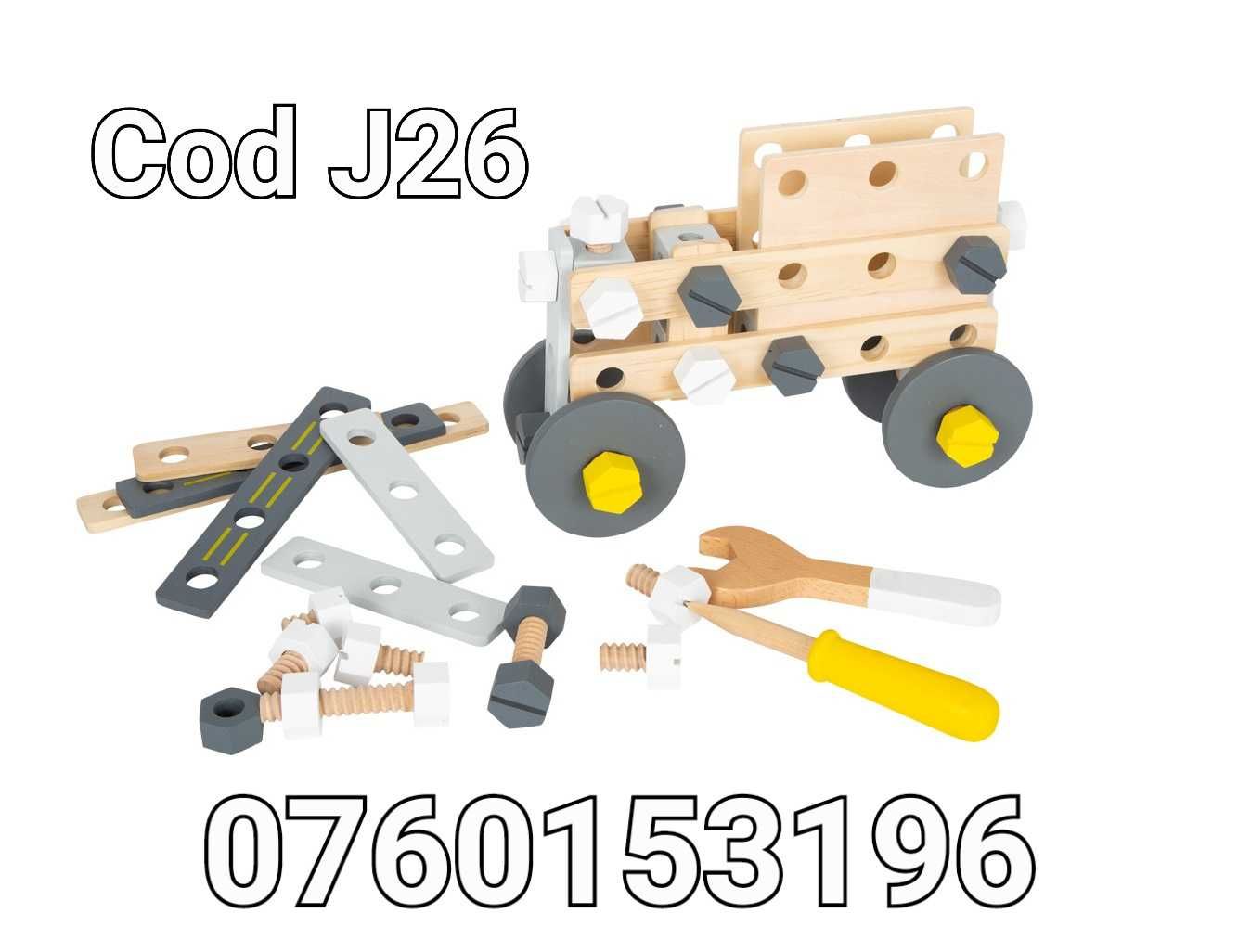 Masina din Lemn-Set de Constructii Cu accesorii pentru copii - J26