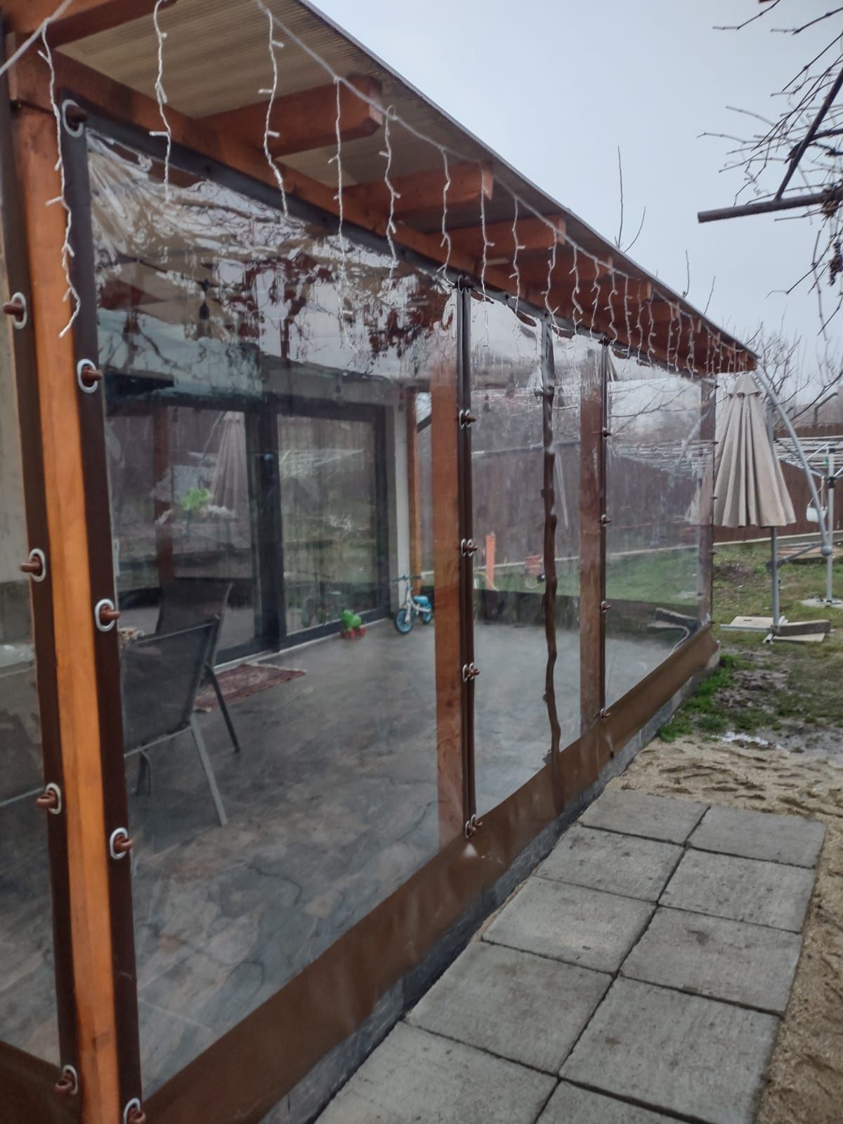 Închidere terasa cu folie transparenta PVC Cristal, rulouri terase