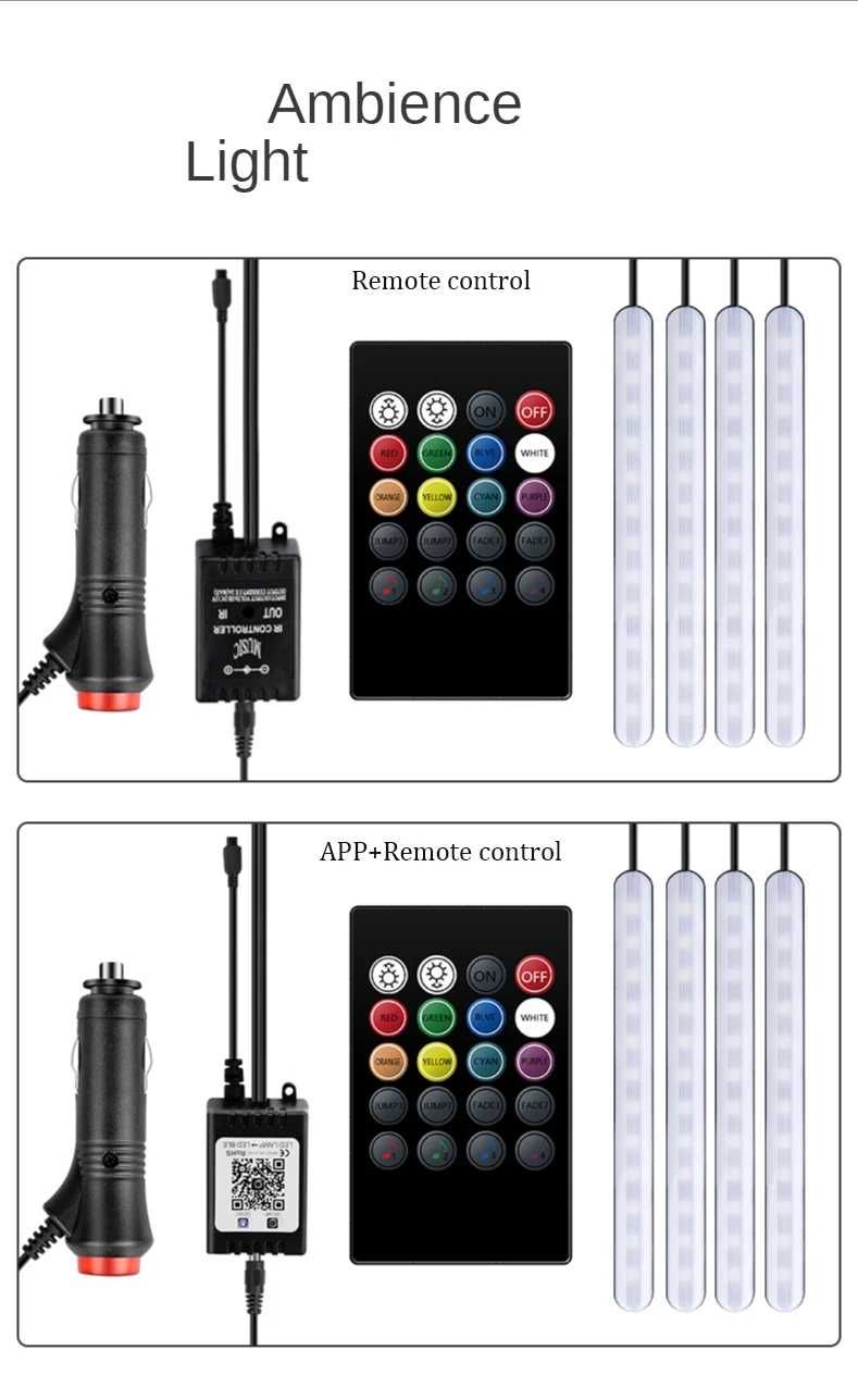 Интериорно осветление 4 в 1 RGB неонова LED лента с Дистанционно