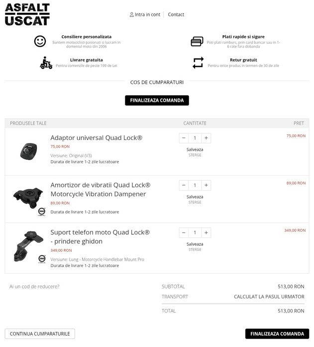 QuadLock Pro - Suport Telefon Ghidon Motocicletă