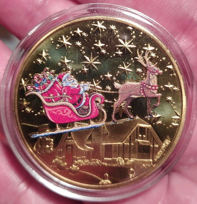 Коледно - новогодишен плакет в защитна капсула . Merry Christmas