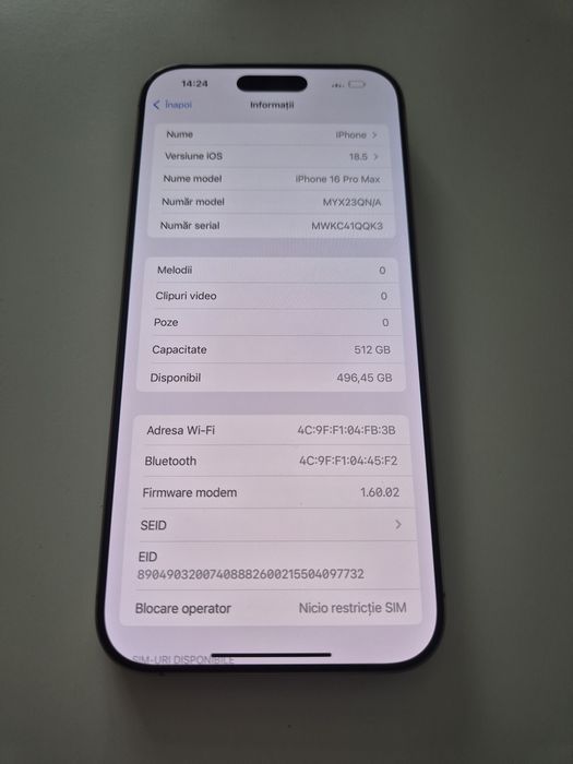 16 Pro Max 512gb 4cicluri
