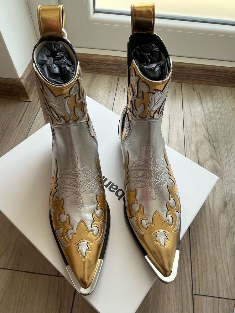 Cizme Metalice Cowboy - Colectie H&M x Pacco Rabanne - Marime 38/ UK 5