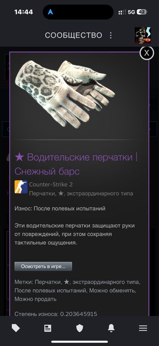 Скин CS GO2 снежный барс