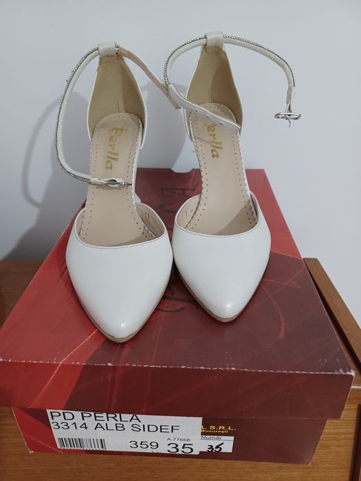 Pantofi mireasă piele naturală