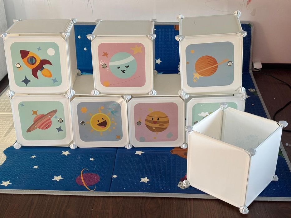 Dulap de depozitare cub pentru copii, 15 cuburi