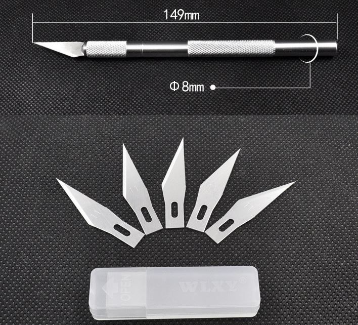Стоманен резец скалпел + 5 броя резци