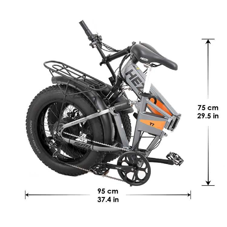 HEZZO T7 – Сгъваем електрически велосипед 750W, 48V, с дебели гуми