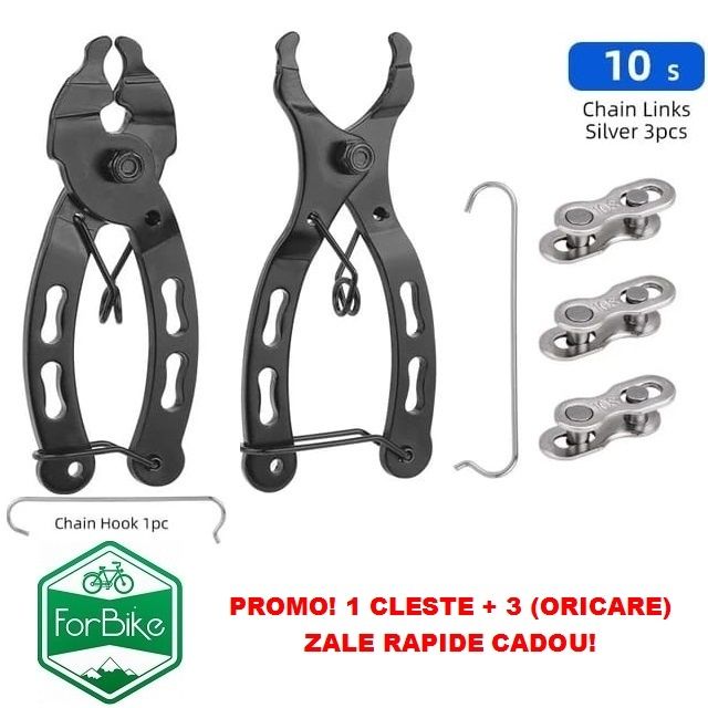 PROMO! Clește + 3 zale eliberare rapidă conectoare lant bicicleta cado