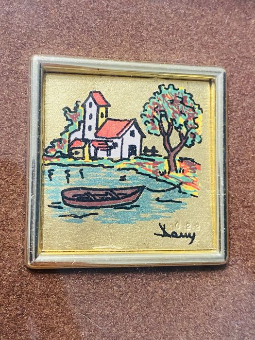 Vand tablou pictat pe foita de aue de 22k