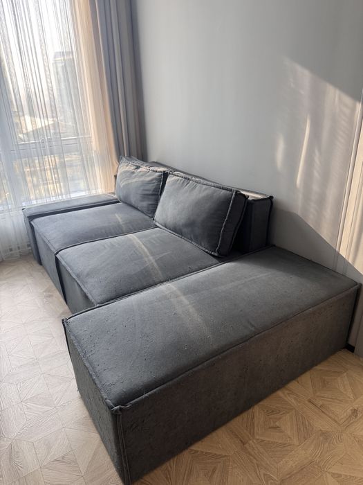 Диван, раскладной, темный графит, 240*140