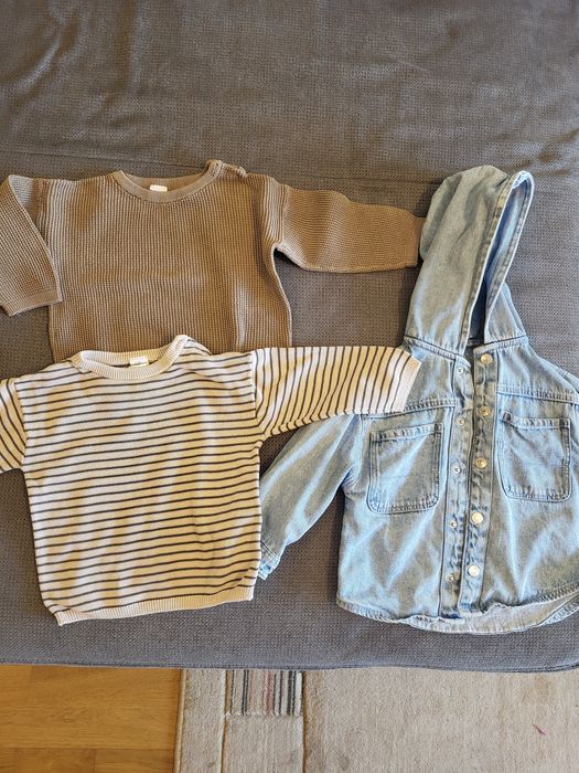 Дънково яке Zara 86 см и памучни пуловери H&M 80 см