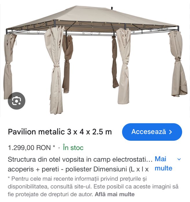 Pavilion grădină Hespéride Thira 3x4m - nou, sigilat