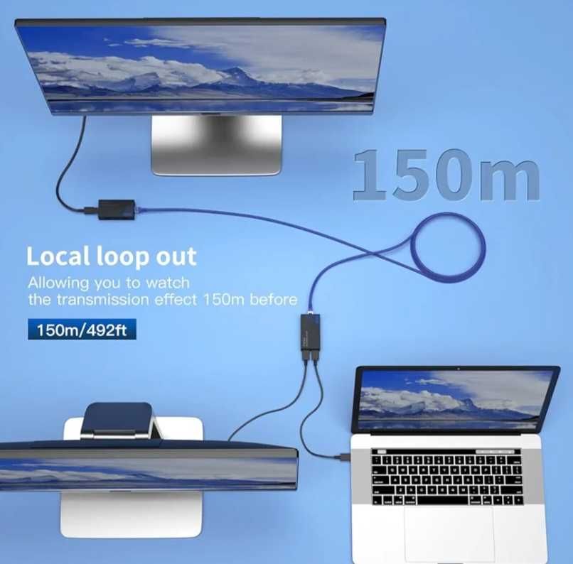 PWAY HDMI удължител 150м Cat5e6Gigabit EthernetSwitch 1920*1080P60Hz3D