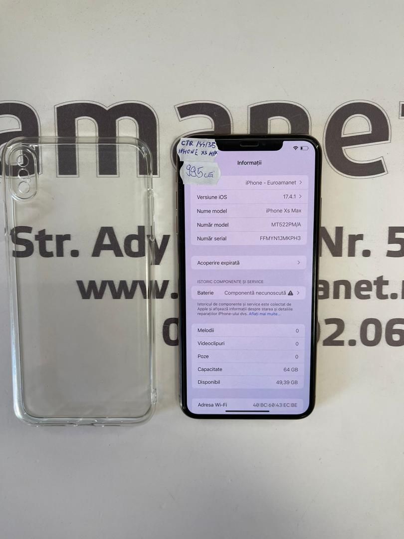 Apple iPhone XS Max, 64GB Baterie schimbata -A-