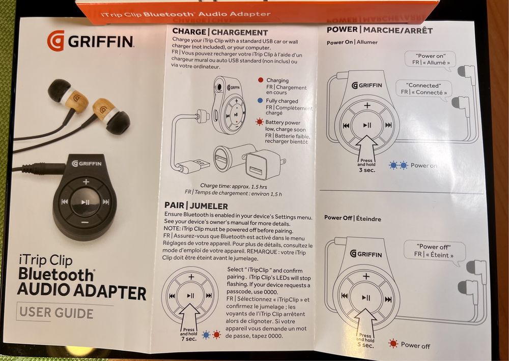 Bluethooth Audio Adapter Griffin ITrip Clip pentru telefoane si masina