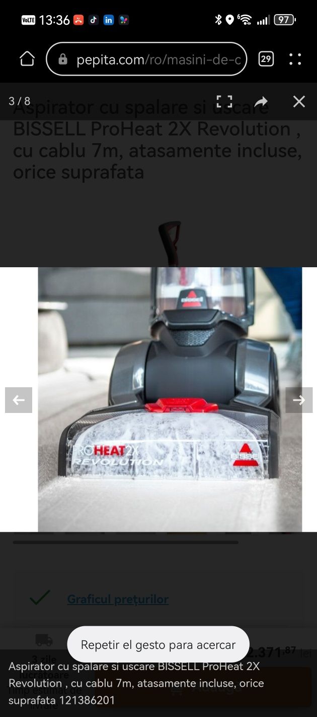 Aspirator cu spalare si uscare BISSELL ProHeat 2X Revolution