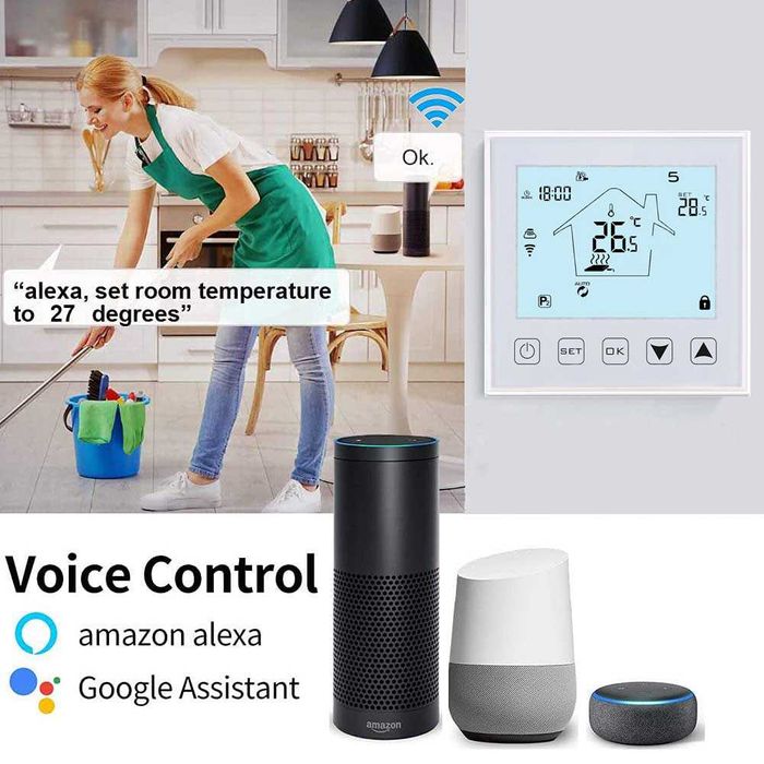 Termostat smart cu fir HYSEN HY603-WIFI- Tuya incalzire in pardoseala
