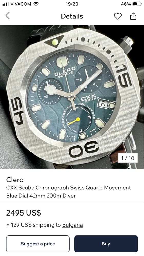 Clerc scuba CXX 200m quartz watch