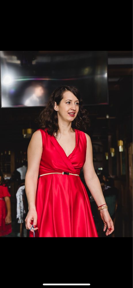 Rochie rosie de ocazie, nunta, botez