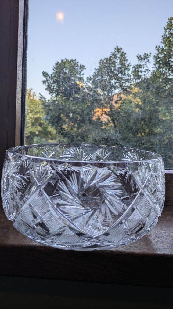Vaza si bol/fructiera din cristal vintage